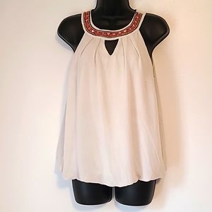 by & by women's embellishment  blouse sleeveless lined top white size L work